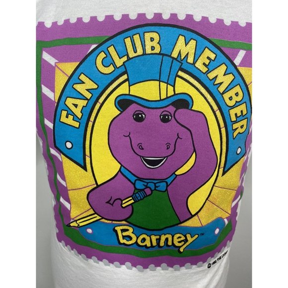 Vintage Barney Dinosaur Fan Club Member HTF Adult T Shirt L Single Stitch 1992 - Picture 2 of 12